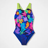 Girls Printed Splashback One Piece Blue/Green