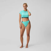 Women's FLU3NTE Logo Elastic Crop Top Turquoise