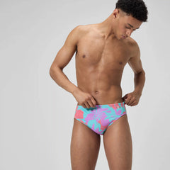 Men's Printed One Brief Purple