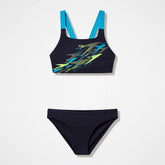 Women's Medley Logo V-Back Two Piece Black/Turquoise