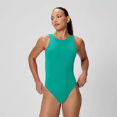 Women's Solid High Neck One Piece Teal