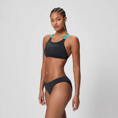 Women's Boom Solid Leaderback Two Piece Black/Turquoise